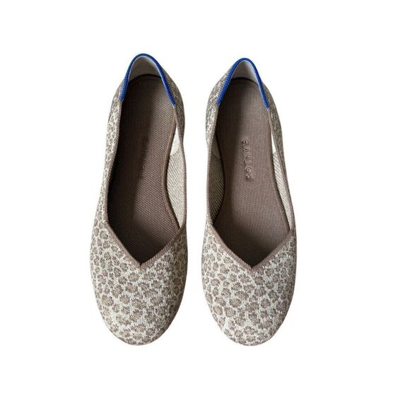 Rothy's The Flat Portobello Spot  Flats Leopard Animal Print Size 11 Cream Tan - Picture 2 of 11